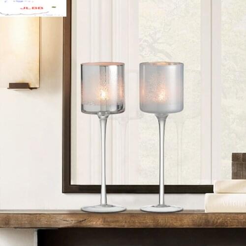 European Style Candle Holders Romantic Candlelight Dinner Props Furnishing Decoration Home Crafts High Feet Glass Candle Holders