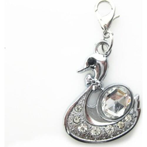 10pcs/lot Swan Dangle Charms Pendant Charms Lobster Clasp Hanging For Necklace Charm Bracelet Jewelry