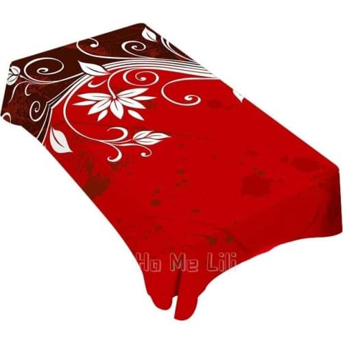 Rectangle Table Cloths Art Red Leaves Pattern For Dining Bbq Picnic Coffee Table