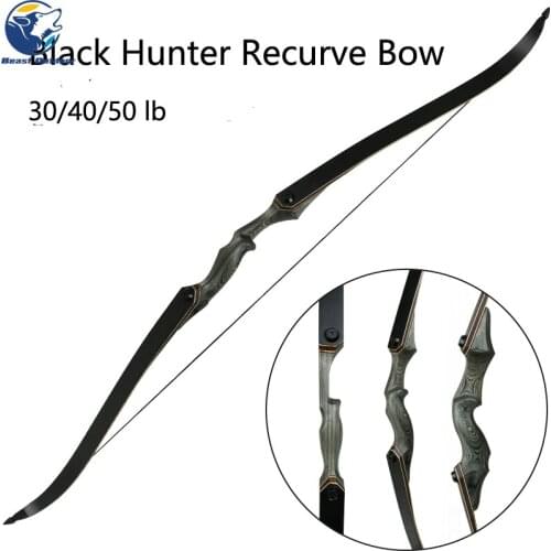 60inch 30-50lbs Archery Recurve Bow Black Hunter Bow Lamination Bow Limbs Right /Left Hand Outdoor Sports Hunting Accessories