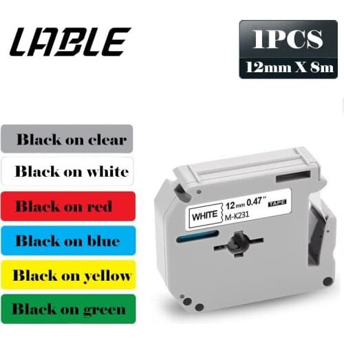 Compatible brother M-K231 MK231 MK 231 MK-231 black on white 12mm laminated strong adhesive label tapes for PT-80 PT-70