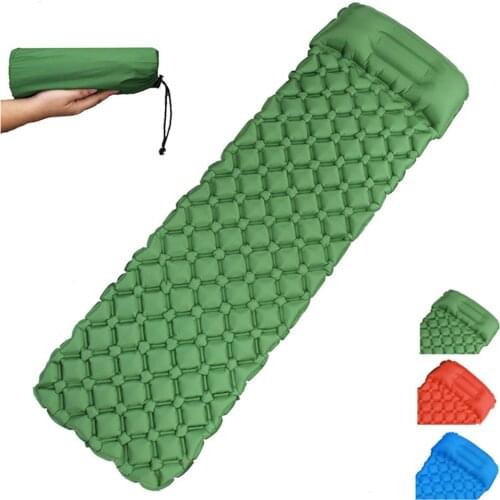 Ultralight Sleeping Pad Fast Filling Air Bag Camping Mat Inflatable Tent Mattress With pillow Life Rescue Cushion Pad X160D