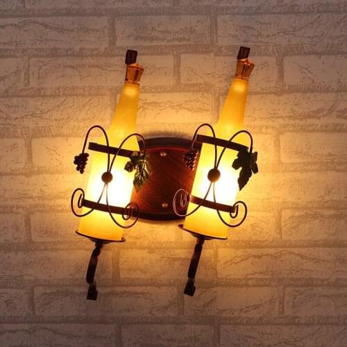 Led Retro Wine Bottle Wall Lamp Background Wall Bedside Lamps Ktv Bar Wall Lights Restaurant Kitchen Bedroom Staircase Lighting