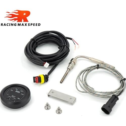 Universal Ultra-Thin Round 52MM Exhaust Temperature Gauge with Red Light LED Display 0-1800 F Temperature Gauge Car Accessories