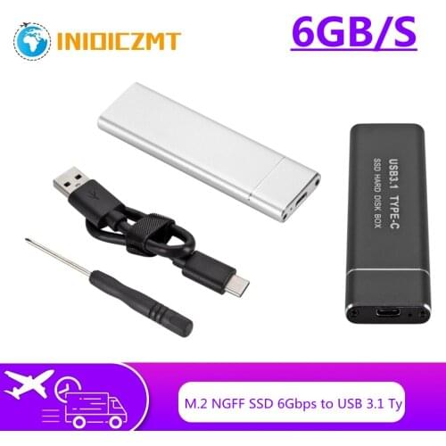 INIOICZMT USB 3.1 Type-C to M.2 NGFF SSD Mobile Hard Drive Disk Box 6Gbps External Enclosure Case for SATA SSD USB 3.1 2280/2260