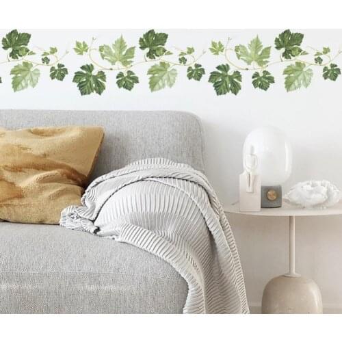 Green Leaf Vine Baseboard Wall stickers Bedroom Corner Living Room Decoration Art Mural Skirting Wallpaper Home Decor