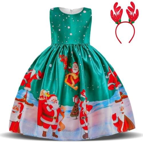 Green Christmas Halloween Cosplay Carnival Costumes Vestidos Children Birthday Party Princess Summer Dress Baby Girls Clothes