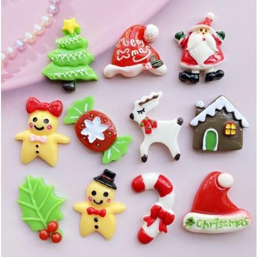 10/20 pcs New resin Mixed Mini Cute Christmas series flat back Cabochon Scrapbook Kawaii DIY Embellishments Accessories F33