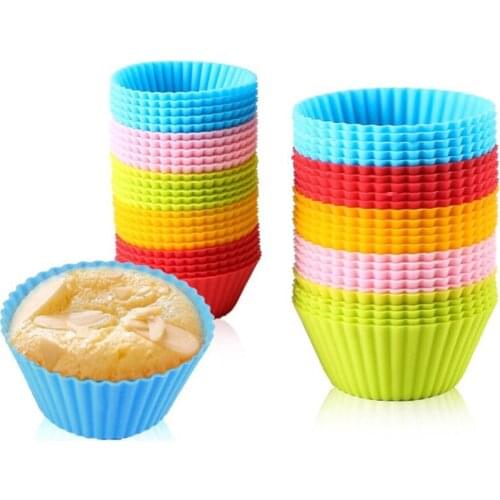 10pcs/Set Silicone Cake Mold Round Shaped Muffin Cupcake Baking Molds Kitchen Cooking Bakeware Maker DIY Cake Decorating Tools