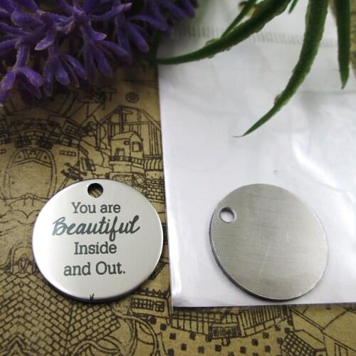 20pcs--"YOU ARE BEAUTIFUL INSIDE AND OUT"stainless steel charms 5 styles for choosing DIY Charms for necklace bracelets