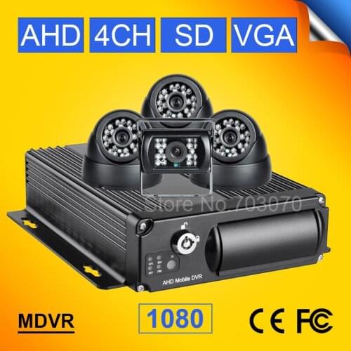 1080p AHD Car Mobile Dvr Kits 4CH SD Video Recorder Support 4PCS IR Night Vision HD 2.0MP AHD Car Camera