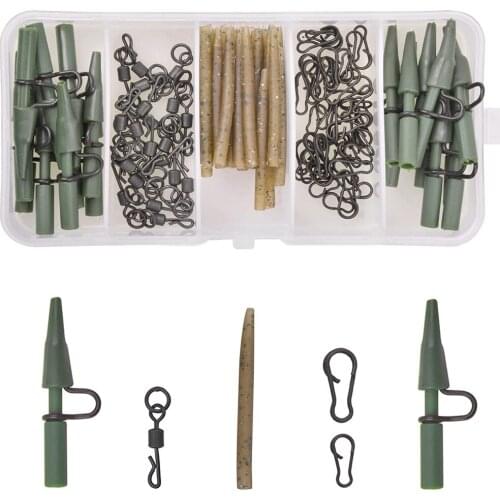 110Pcs/Box Carp Fishing Accessories Kit Include Anti Tangle Sleeves Quick Change Swivel Safety Lead Clip Speed Links