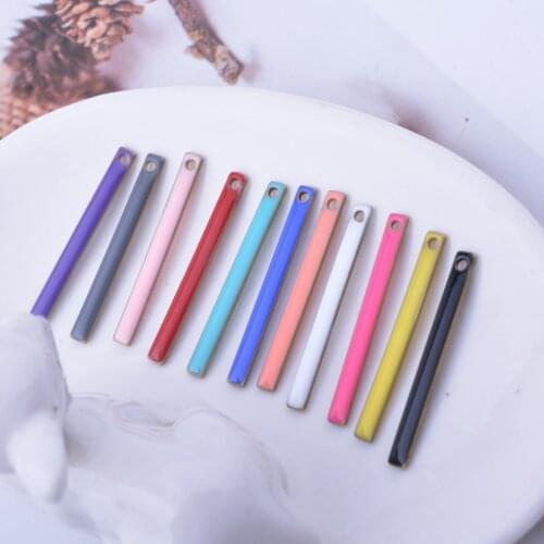 30pcs 3*30mm Copper Both Faced Long Rectangle Charms Enamel For Earring Pendant