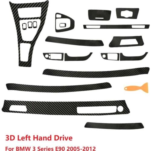 3D Interior Glossy Carbon Fiber Wrap Trim Decal For BMW 3 Series E90 2005-2012 Left Hand Drive Car Interior Stickers