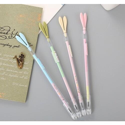 40 pcs Cartoon Silicone Rabbit Ear Neutral Pen Creative Cute Learning Office Needle Tube Water-based Signature Pen