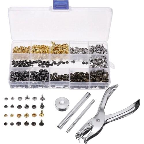 480PCS Leather Rivets Kit Metal Double Cap Rivets Studs Round Leather Rivets DIY Garment Shoes Belt Leather Removel Tools