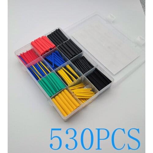 530pcs Heat Shrink Tubing Insulation Shrinkable Tubes Assortment Electronic Polyolefin Wire Cable Sleeve Kit Heat Shrink Tubes