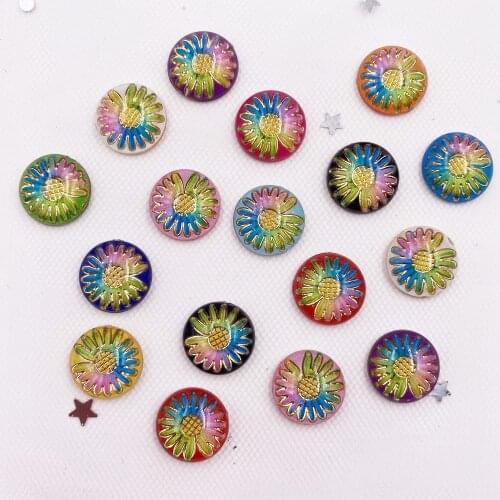 Shiny Resin Cute Colorful Beautiful Gap Daisy Flower Flatback Rhinestone Applique Button DIY Wedding Crystal Scrapbook Craft G95