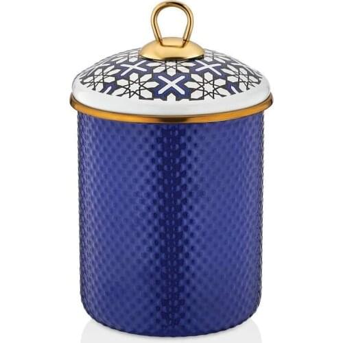 Schafer Glaze Large Jar - 2 Pieces - Navy Blue/Product Dimensions: 32 x 25,5 x 7,5 cm. Aluminum Body Granite Interior