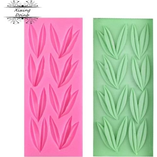 DIY bamboo leaf shape silica gel mold chocolate fudge cake decoration tool baking clay sugar technology manufacturing tool