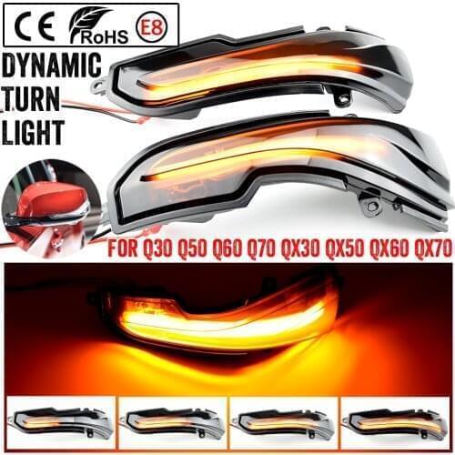 For Infiniti Q30 Q50 Q60 Q70 QX50 QX60 QX70 LED Dynamic Turn Signal Light Side Mirror Sequential Indicator Blinker Lamp