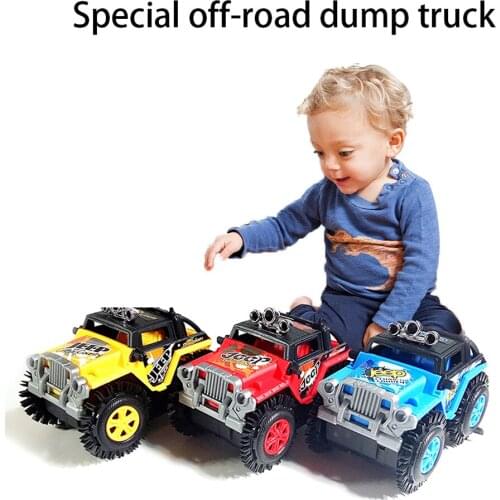 Electric Stunt Flip Toy Car Cartoon Puzzle Dump Truck Off-road Rock Climber Climbing Vehicle Yellow for Boy