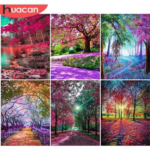 HUACAN 5d Diamond Painting Full Drill Square Landscape Fall Diamond Embroidery Tree Pictures Of Rhinestones Mosaic Decortion