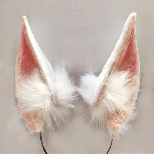 Game Azur Lane Kaga cos lovely ears handmade white plush beast ears hair band hairpin Customize