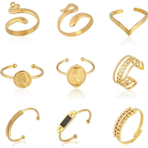 Snake Ring Stainless Steel Rings Womens Rings Gold Silver Color Geometry Ring Punk Open Finger Rings For Women Jewelry Gift