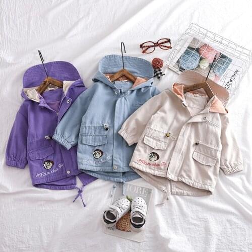 Fashion Windbreaker Jacket for Boys 2019 Autumn New Childrens Hooded Outwear Baby Girls Casual Coats Kids Trench Coats 2-6 Year