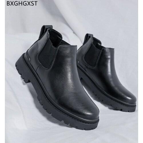 Fashion Leather Boots for Men Male 2021 Black Chelsea Boots Men Ankle Boots Man Luxury Designer Men Casual Shoes Chaussure Homme