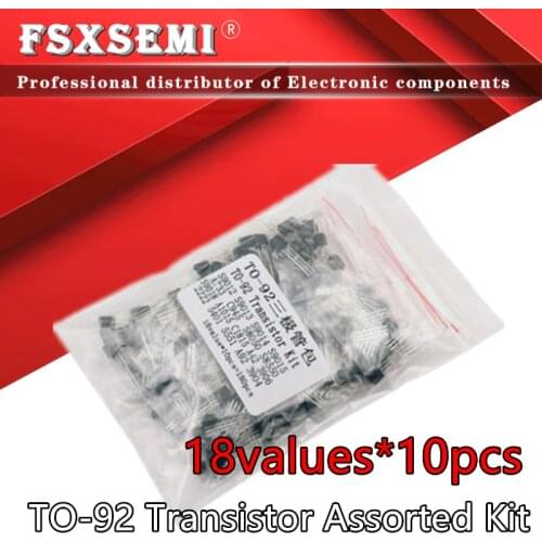 18values X10pcs=180pcs TO-92 Transistor Assorted Kit 2N2222 S9013 S9014 S9015 S9018 S8050 S8550 5551 5401 2N3904 2N3906 C1815