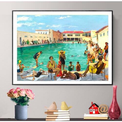Winter in Florida Swimming Pool Party Wall Art Prints Nordic Poster Aerial Photography Canvas Painting Picture Living Room Decor