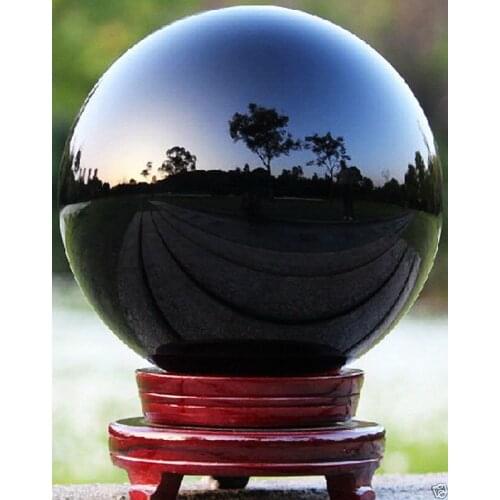 Natural Black Obsidian Sphere Large Crystal Ball Healing Stone+STAND