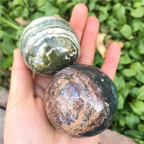 Natural quartz ocean jasper spherical ball healing crystal for feng shui