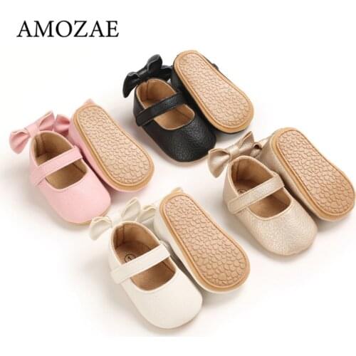 Newborn Baby Shoes Fashion Simplicity Casual Infant Girls Leather Anti-Slip Falt Rubber Sole Toddler First Walkers