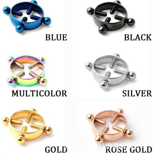 2021 latest European and American non-porous adjustable stainless steel perforated electroplated nipple ring