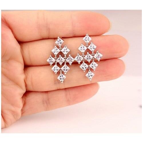 Simple fashion Korean version of 9 square zircon earrings
