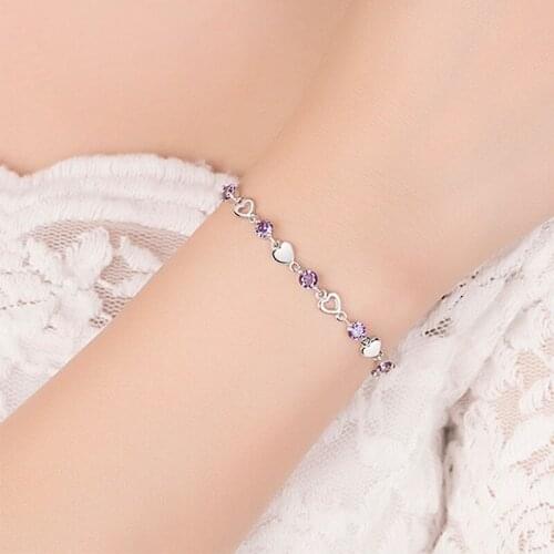Girls Romantic Heart Bracelet Ladies Delicate Jewelry Bride Wedding Shining Rhinestone Temperamental Bracelets Fashion Jewelry
