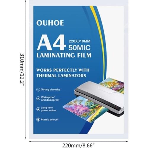 10/50/100pcs A4 Thermal Laminating Film for Photo Files Card Picture Lamination Pouch Laminator Films Plastifieuse