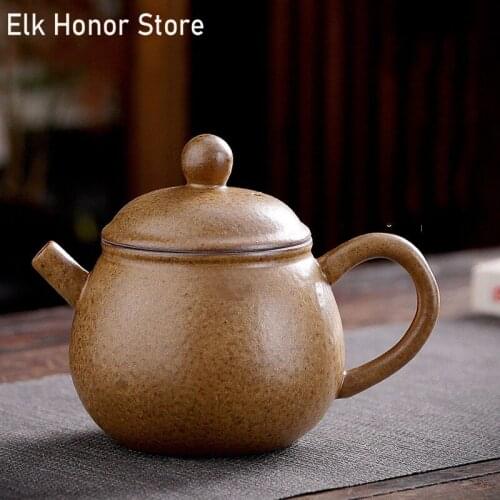 230ml Retro Coarse Ceramic Chinese Kung Fu Tea Teapot Heat-resistant Strainers Filter Zen Single Pot Teaware Office Decoration