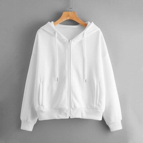 Top Selling Casual Solid Color Women Hoodies Long Sleeve Zipper Pocket Ladias Shirt Hooded Sweatshirt Tops Hoodie Dropshipping