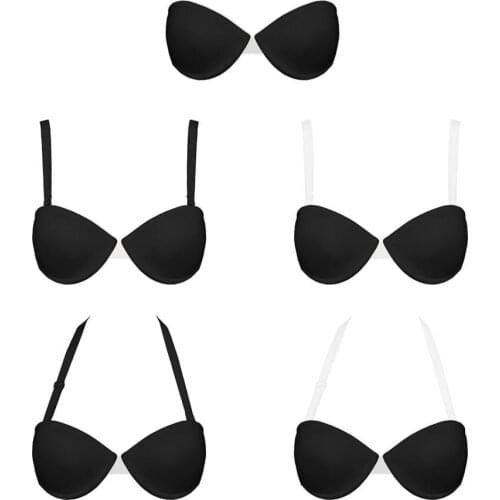 YANDW Halter Push Up Women Bra Plunge Ladies Padded Solid Lingerie Adjusted-straps Bralette Everyday A B C D E Cup 30-44 Size