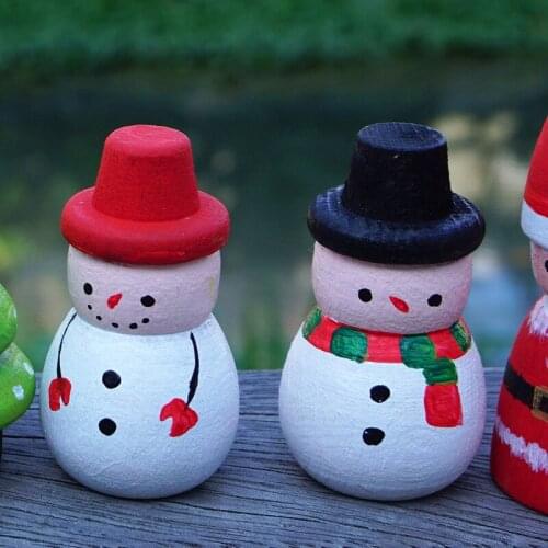 1Pcs Unfinished Natural Wooden People Peg Doll Snowman Tree Kids DIY Painting Toy