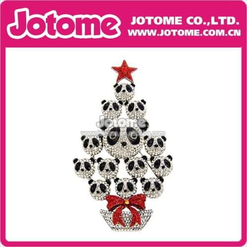 100pcs/lot 2016 Vintage Style Crystal Multi Panda Christmas Tree Brooch Fashion Women/Men Jewelry