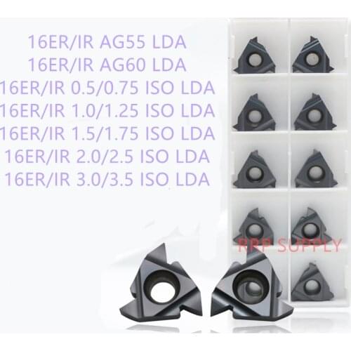 16 IR 0.5/1.0/1.25/1.5/1.75/2.0/2.5/3.0 ISO LDA carbide inserts, CVD coating, general type to cut steel and stainless steel