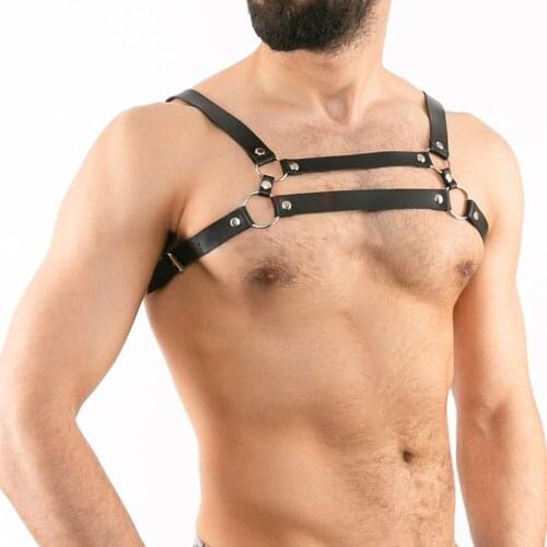 2021 Male Lingerie Sexual Chest Harness Belt Adjustable Gothic Fetish Men Body Cage Gay Harness Rave Costume For BDSM Bondage