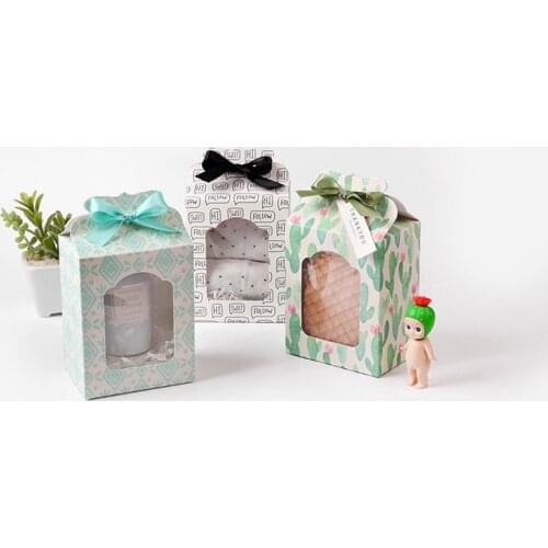 50pcs 9.8*6.7*12.5cm White pvc window packaging gift paper box candy cupcake cookies packaging paper box with plastic window