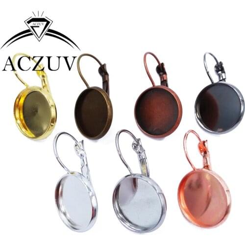 500pcs 10mm 12mm 14mm 16mm 18m 20mm 25mm French Leverback Earring Blanks Cabochon Base Bezel Settings LBRE001