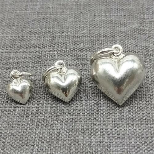 925 Sterling Silver Shiny Hollow Love Heart Charms for Bracelet Necklace